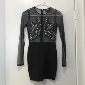 Nasty Gal Brand XXS Black & Sheer Dress